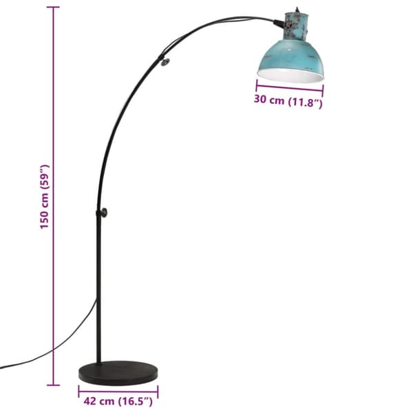 vidaXL gulvlampe 25 W 150 cm E27 rustik blå
