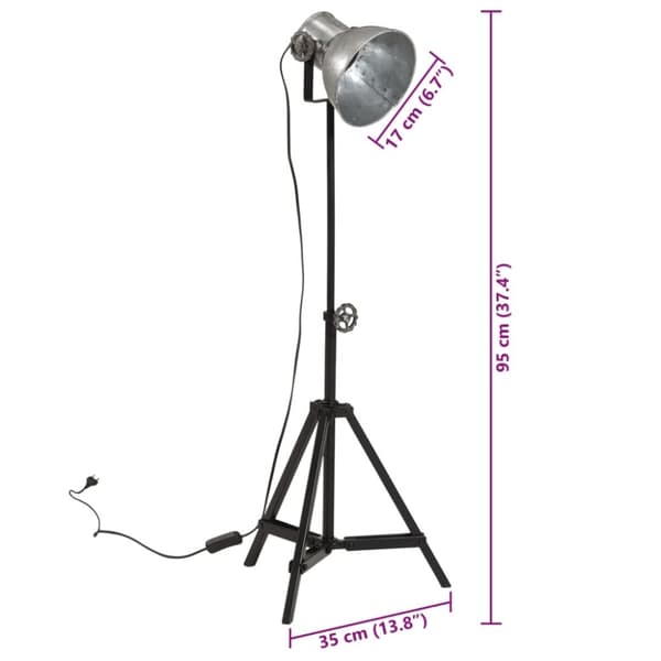 vidaXL gulvlampe 35x35x65/95 cm 25 W E27 vintagesølv