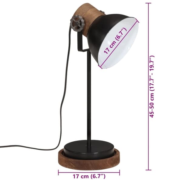 vidaXL Skrivebordslampe 25 W svart 17x17x50 cm E27