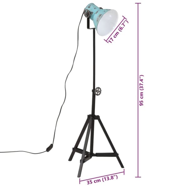vidaXL Golvlampa 25 W nött blå 35x35x65/95 cm E27