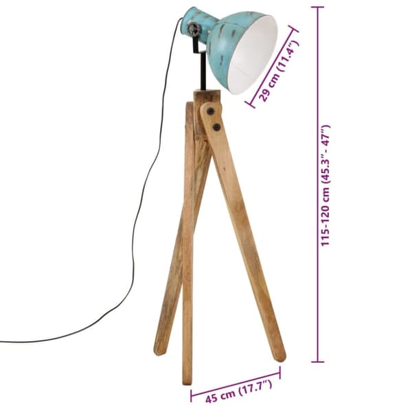 vidaXL gulvlampe 45x45x120 cm 25 W E27 rustik blå