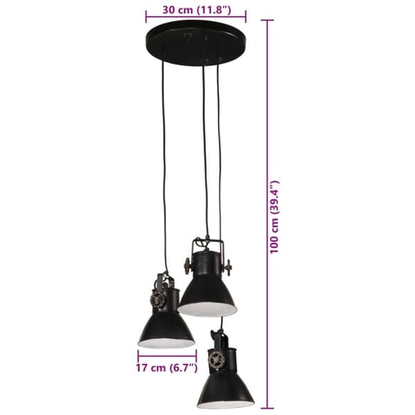 vidaXL pendel25 W rund 30x30x100 cm E27 sort