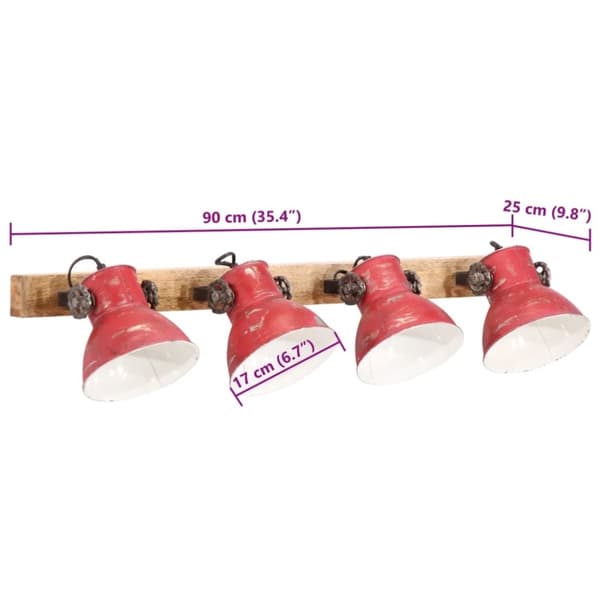vidaXL Vegglampe 25 W mørkerød 90x25 cm E27