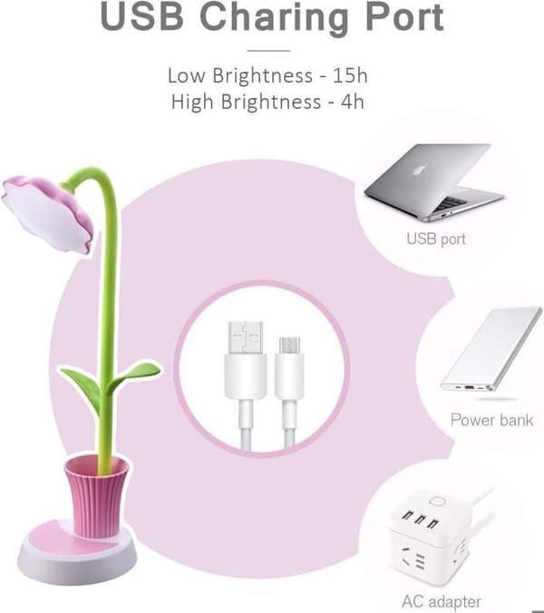Bordslampa för barn - USB-uppladdningsbar bordslampa - LED-lampa för ögonskydd - med pennhållare, peksensor