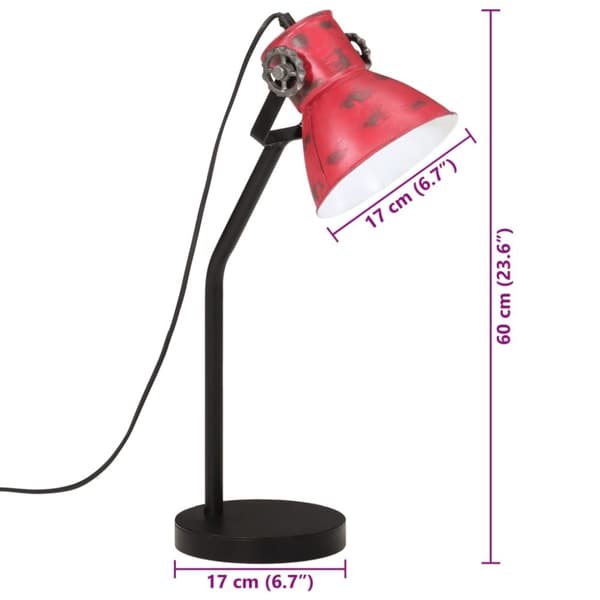 vidaXL Skrivebordslampe 25 W mørkerød 17x17x60 cm E27