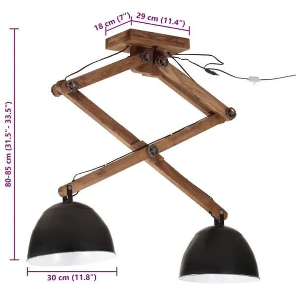 vidaXL Taklampe 25 W svart 29x18x85 cm E27