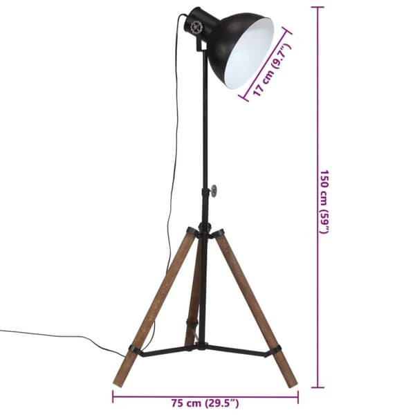 vidaXL gulvlampe 75x75x90-150 cm 25 W E27 sort