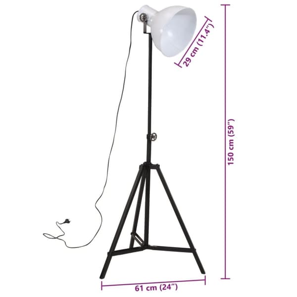 vidaXL Golvlampa 25 W vit 61x61x90/150 cm E27