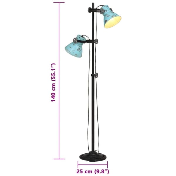 vidaXL Golvlampa 25 W nött blå 25x25x90/160 cm E27