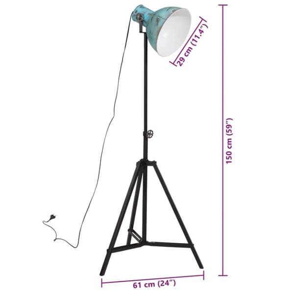 vidaXL Golvlampa 25 W nött blå 61x61x90/150 cm E27