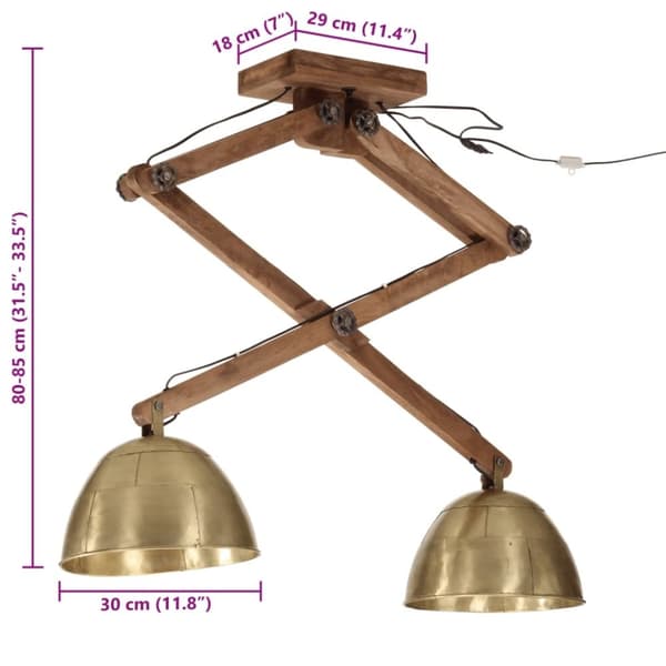 vidaXL Taklampe 25 W antikk messing 29x18x85 cm E27