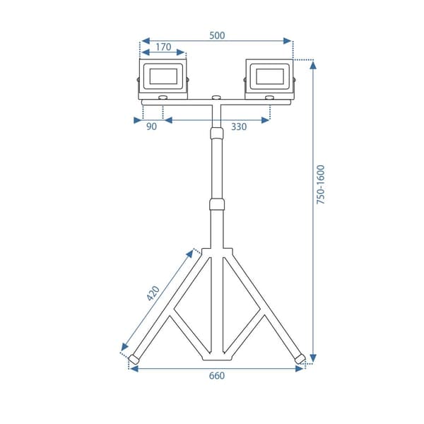 Rakennus-LED-halogeeni jalustalla RSL005-2x50N