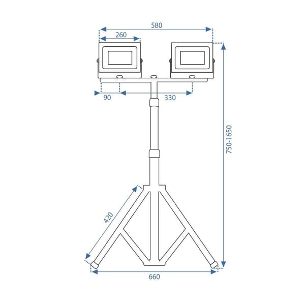 Bygge-LED-halogen på stativ RSL006-2x100N