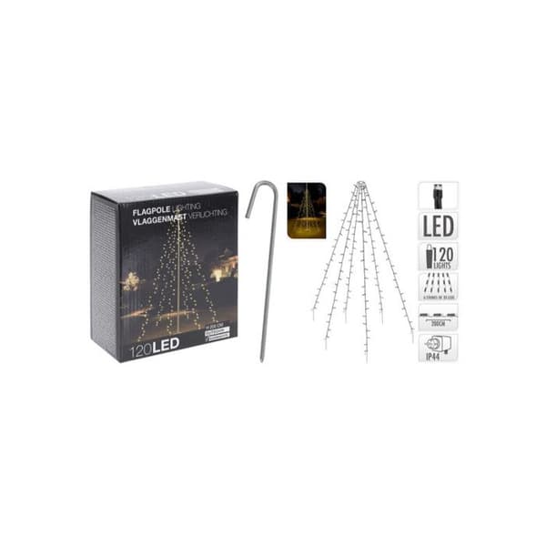 Julbelysning - Stolpe - 120 LEDs - Höjd 200 cm - Varmvit