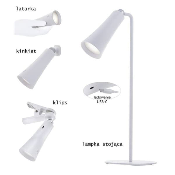 pöytälamppu Activejet AJE-IDA 4in1 Valkoinen 80 Metalli Muovinen 150 Lm 5 W