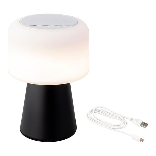 LED-lamppu Bluetooth-kaiuttimella ja langaton laturi Lumineo 894415 Musta Ladattava