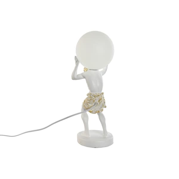 Bordslampa Home ESPRIT Vit Gyllene Harts Plast 220 V 18 x 17 x 44 cm