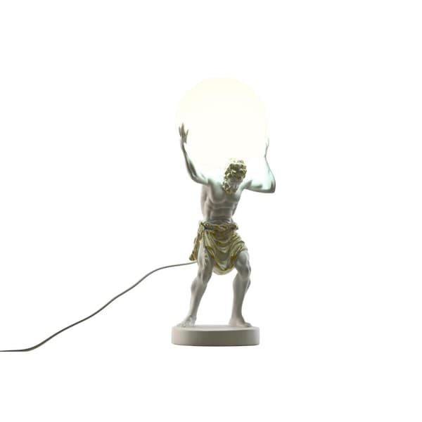 Bordslampa Home ESPRIT Vit Gyllene Harts Plast 220 V 18 x 17 x 44 cm