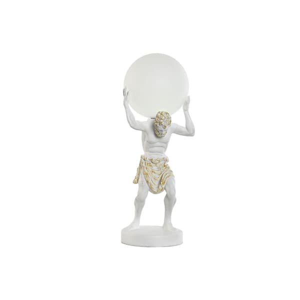Bordslampa Home ESPRIT Vit Gyllene Harts Plast 220 V 18 x 17 x 44 cm Vit
