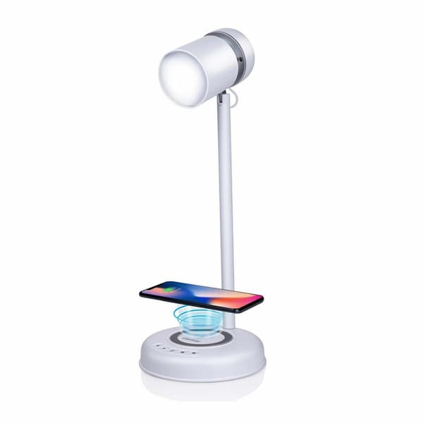 LED-lampa med högtalare och trådlös laddare Grundig Vit 15 W 76 Lm Ø 12 x 34 cm Plast 3 i 1