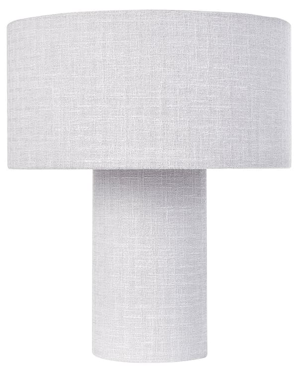 Sengebordlampe Grå Bomulls- og Linbunn Trommeskjerm i Stoff 30 cm Moderne Stil Stue Soverom