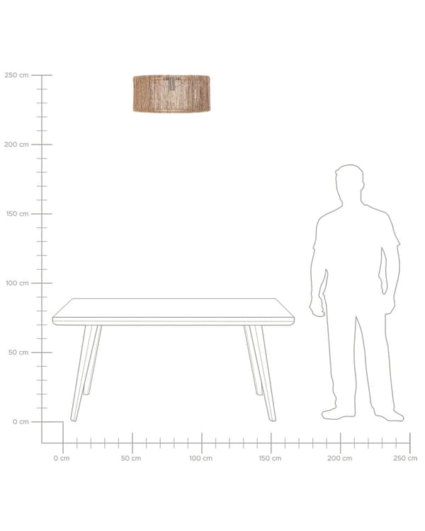 Taklampe Naturlig Jute-skjerm Svart Jernfot Boho Lightning Hengende Lampe Stue Soverom Gang