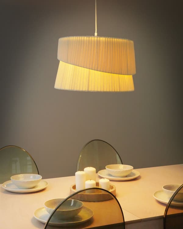 Pendellampe Beige Polyester Terylene Stof 178 cm Belysning Hængende Lys Moderne Boho Design