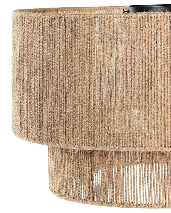 Loftslampe Naturlig jute-skærm Sort jernfod Boho Lightning Hængende lys Stue Soveværelse Gang