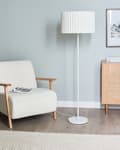 Miniatyrbillede 4 af 11: Gulvlampe Beige Hvid Polyester Terylen Jern 154 cm Tromleskærm Lys Soveværelse Stue Retro Klassisk