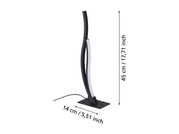 EGLO GRISOLIA BORD H455 12W 1500LM SVART/VIT