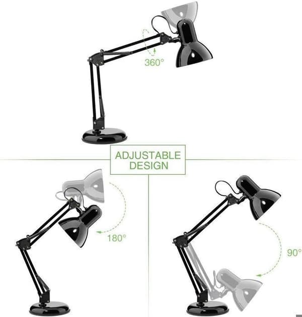 Bordslampa - Arkitekt Task Lamp - Svart, utan lampa - med flexibel klämma på skrivbordslampa för hemmet