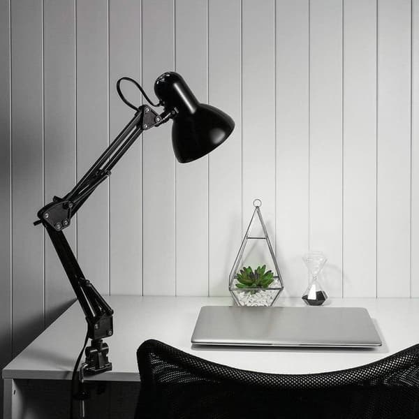 Bordslampa - Arkitekt Task Lamp - Svart, utan lampa - med flexibel klämma på skrivbordslampa för hemmet