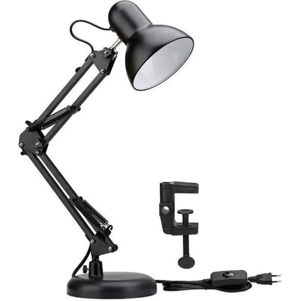 Bordslampa - Arkitekt Task Lamp - Svart, utan lampa - med flexibel klämma på skrivbordslampa för hemmet