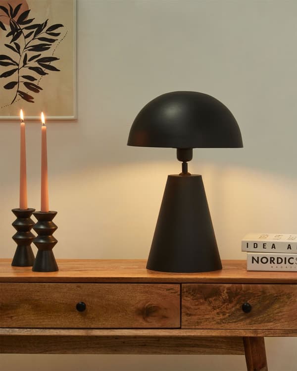 Bordlampe Svart Metall Jern ø 31 cm Kuppelformet lampeskjerm Kjegleformet lampefot Moderne stil Håndlaget Belysning Dekorasjon