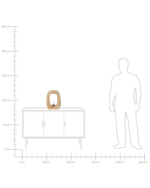 Pöytävalaisin beige mangopuu 33 x 10 x 40 cm käsintehty avopolttimolla moderni rustiikkinen tyyli