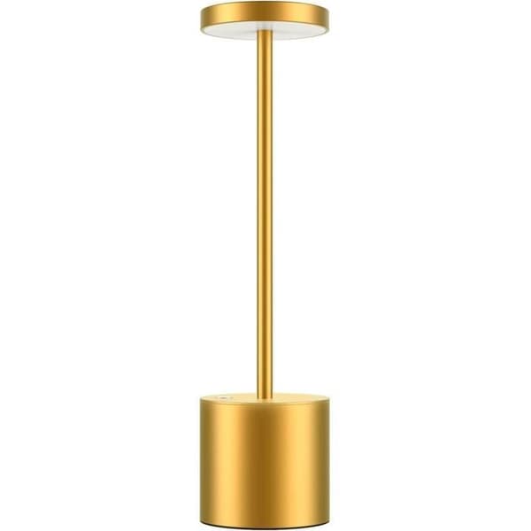 Uppladdningsbar trådlös bordslampa, 3600mAh LED-bordslampa i metall USB-laddningsdesign, 3 färglägen, för säng, guld