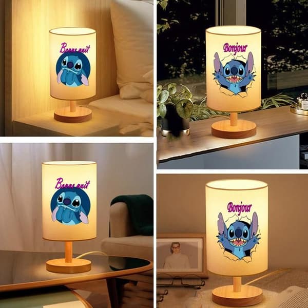 Sänglampa, Lilo Stitch Dubbelsidigt mönster Bordslampa Skrivbordslampa Dimbar 3 färgtemperaturer (glödlampa ingår)