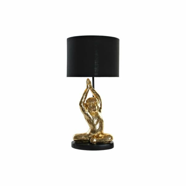 Bordslampa DKD Home Decor Svart Gyllene Polyester Harts Apa (25 x 25 x 48 cm)