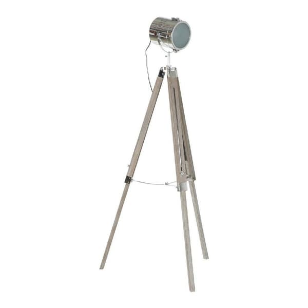 Golvlampa DKD Home Decor Metall Trä Silver Ljusbrun Tripod (66 x 66 x 142 cm)