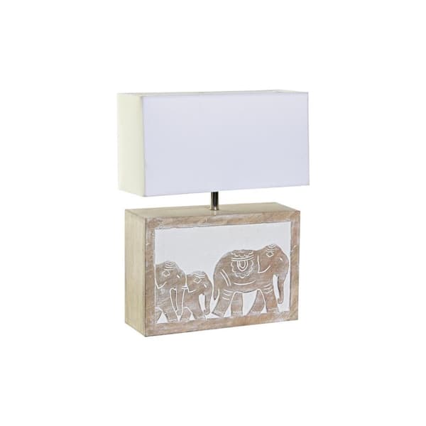 Bordslampa DKD Home Decor Vit Brun Mangoträ 50 W 220 V 33 x 12 x 41 cm Brun