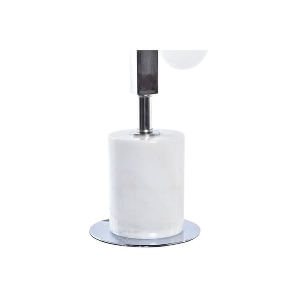 Bordslampa DKD Home Decor Vit Silvrig Glas Marmor 220 V 15 x 15 x 68 cm