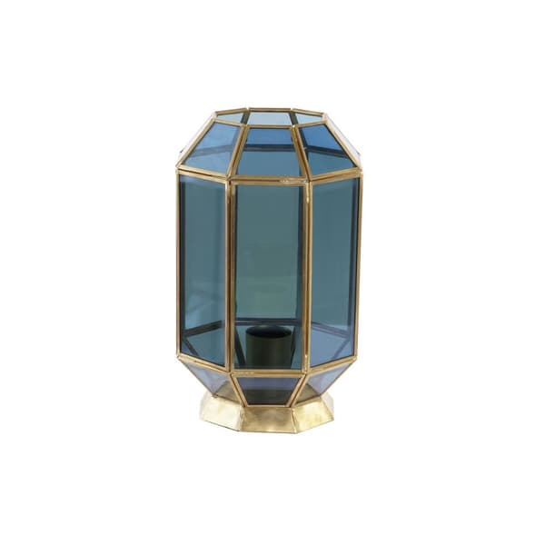 Bordslampa DKD Home Decor Glas Blå Gyllene 220 V Mässing 50 W Modern (18 x 19 x 29 cm)