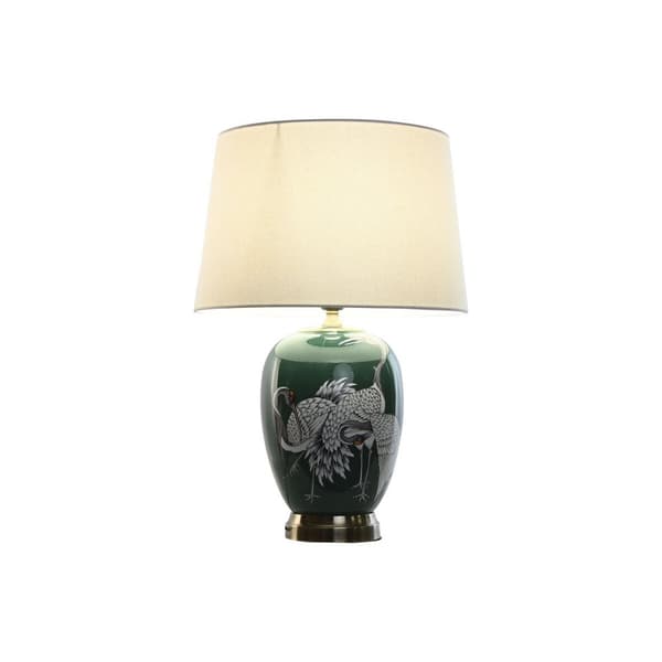Bordslampa Home ESPRIT Vit Grön Turkos Gyllene Keramik 50 W 220 V 40 x 40 x 59 cm