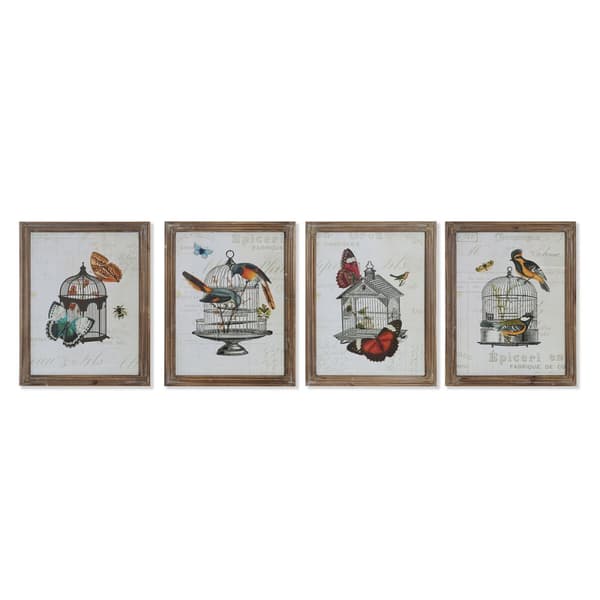 Maleri DKD Home Decor 34 x 2 x 44 cm Bur Shabby Chic (4 Deler)