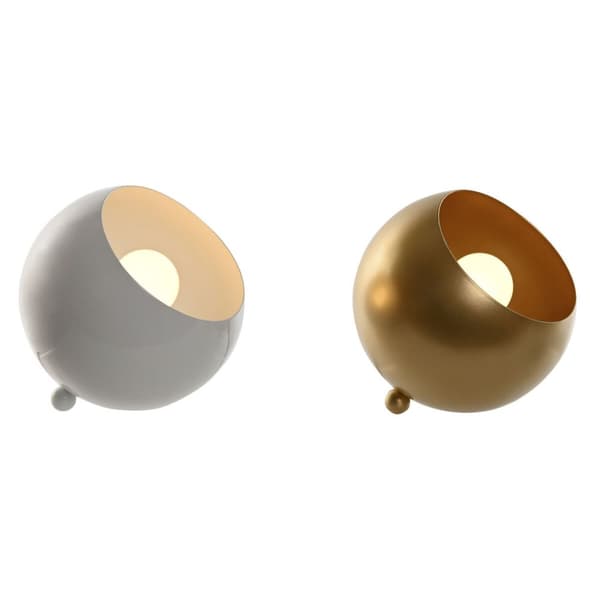 Bordlampe Home ESPRIT Hvit Gyllen Metall 50 W 220 V 15 x 15 x 15 cm (2 enheter)