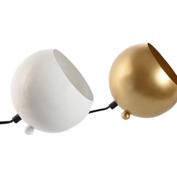 Bordlampe Home ESPRIT Hvit Gyllen Metall 50 W 220 V 15 x 15 x 15 cm (2 enheter)