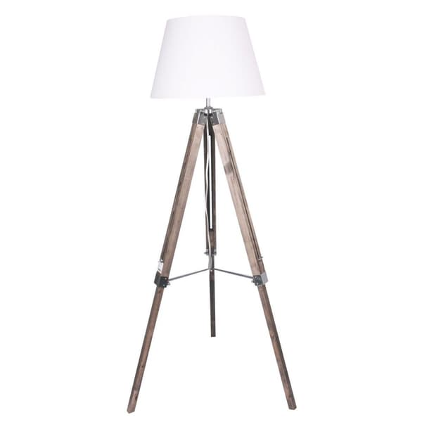 Gulvlampe Home ESPRIT Hvit Brun Tre 40 x 40 x 150 cm