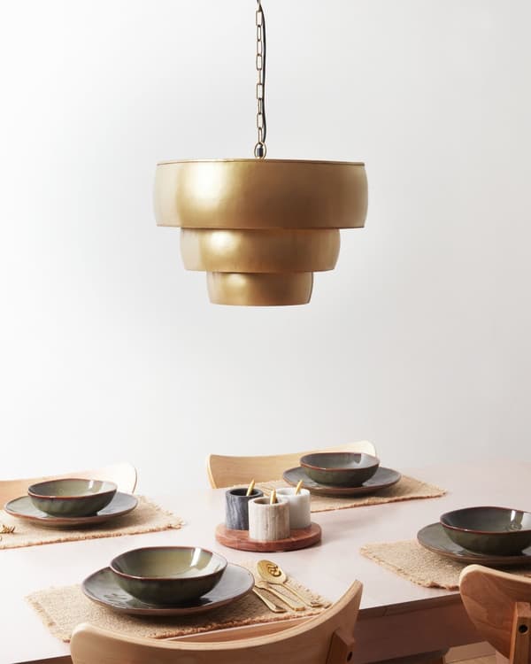 Pendellamper i gullmetall 65 x 151 cm Glamorøs stil Håndlaget belysning Taklampe