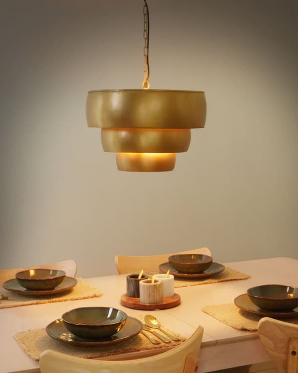 Pendellamper i gullmetall 65 x 151 cm Glamorøs stil Håndlaget belysning Taklampe