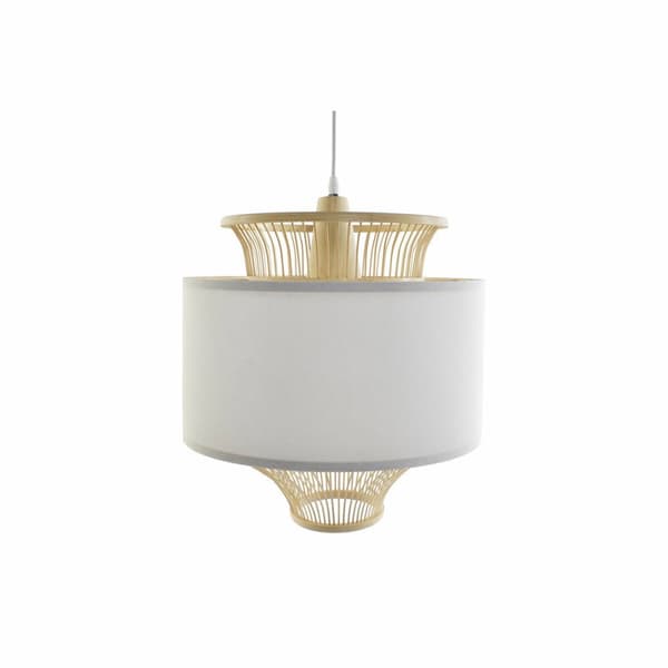 Kattolamppu DKD Home Decor Valkoinen Polyesteri Bambu (40 x 40 x 52 cm) Valkoinen